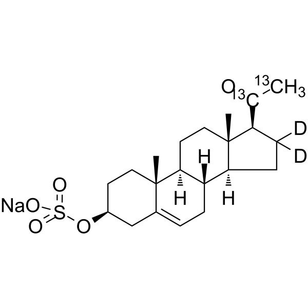 Pregnenolone monosulfate sodium-13C2,d2 (3β-Hydroxy-5-pregnen-20-one monosulfate (sodium)-13C2,d2) 2